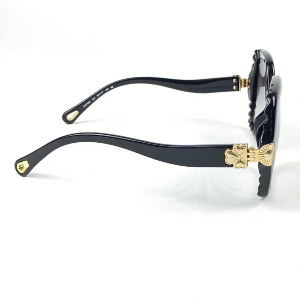 CHLOE - VERA BLACK SCALLOPED‎ SQUARE FRAME SUNGLASSES - NEW